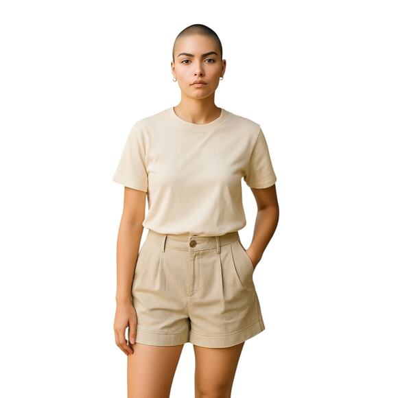 Express Women Linen Blend Beige Chino Shorts Size 10 NWT MSRP $70 - Picture 1 of 9